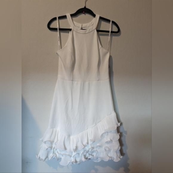 Guess Dresses & Skirts - NWT White (Ivory) Halter Ruffle Dress by Guess. Size4. MSRP $168